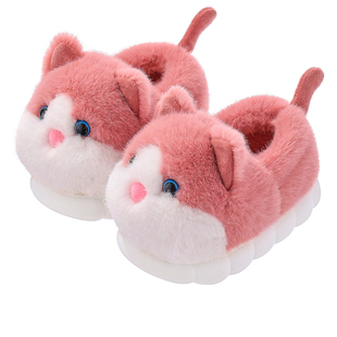 儿童棉鞋冬季保暖居家女童防滑加绒可爱风毛绒潮款包跟男童棉拖鞋