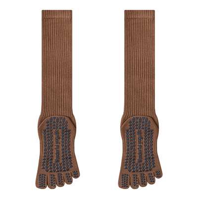 五指瑜伽袜子防滑专业女普拉提训练室秋冬内运动专用分趾堆堆长筒