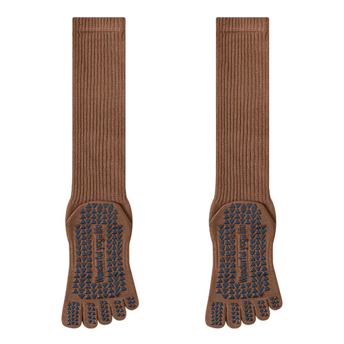 五指瑜伽袜子防滑专业女普拉提训练室夏季内运动专用分趾堆堆长筒