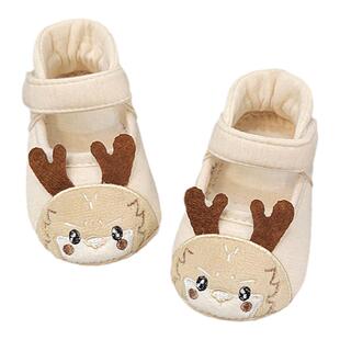 春秋0-1岁婴儿公主鞋3-6-12个月女宝宝小龙羊透气布底学步鞋单鞋