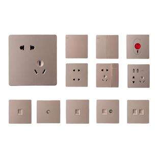 Nader良信雅仕N1L香槟金单开双控五孔16A空调电脑USB开关插座面板