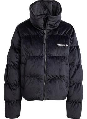 Adidas/阿迪达斯官方三叶草女士金丝绒保暖短款羽绒服IW8439