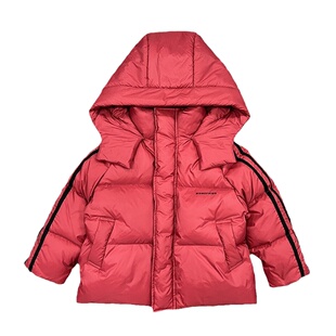 儿童冬季白鸭绒羽绒服三防免洗极寒加厚外套红色中大小童男童女童