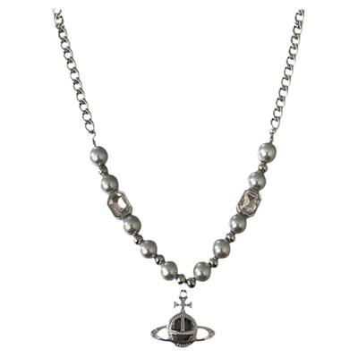 土星灰珍珠项链冷淡风嘻哈