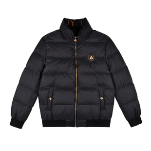 雷迪波尔男装羽绒服2024秋冬新款立领针织提花休闲鸭绒保暖外套男