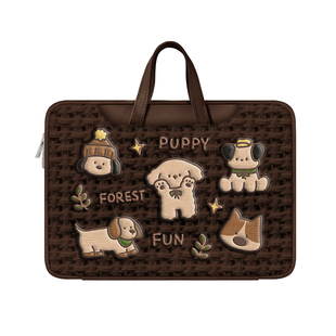 V-SION原创卡通小狗笔记本重磅电脑包适用于苹果macbook15点6寸手提包小新air13华为matebook联想女14内胆包