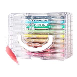 蓝果手帐笔全套莫兰迪色系绘画中性笔大容量肤色美颜彩色套装学生做笔记专用标记笔多色高光丙烯画画笔手账笔