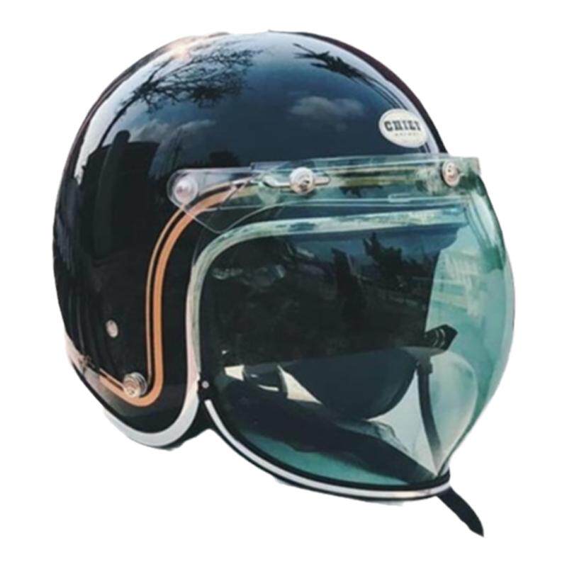 复古biltwell哈雷摩托车头盔防风泡泡镜片3/4半盔通用可翻转支架