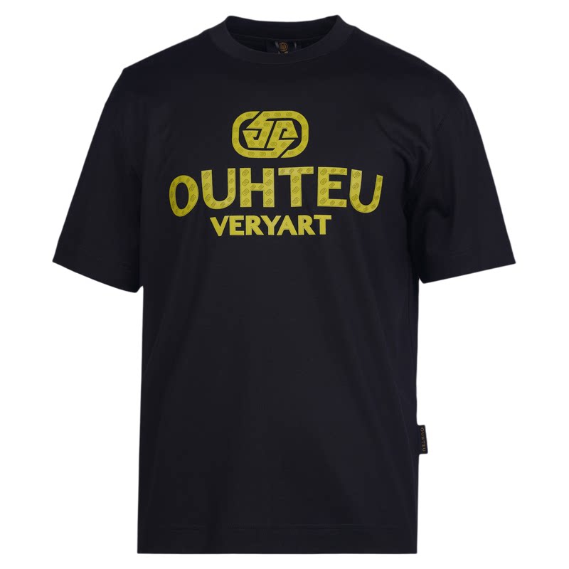 【】OUHTEU/欧度【棉】短袖T恤圆领黑色潮男廓形版夏季2056