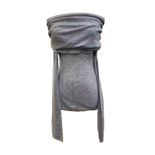 Nancy 羊毛法式温柔一字肩 设计师大翻领两穿长袖毛衣堆堆袖露肩