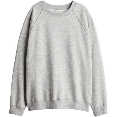 HM女装卫衣冬季miu系简约加绒复古圆领慵懒风宽松美式上衣0889828