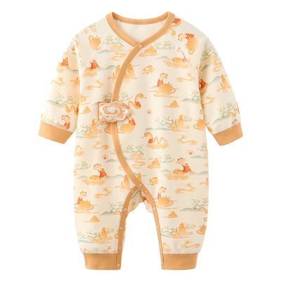 modomoma初生男女宝宝斜襟爬服