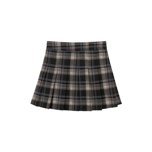 Amybaby女童裙子秋季2025新款百搭学院风秋冬格子半身A字裙