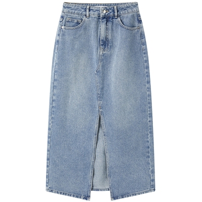 太平鸟女装年夏季开叉牛仔长裙A1GFE2179