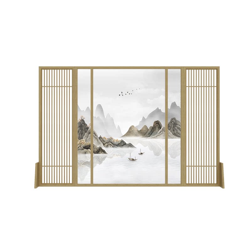 大师兄中式移动屏风隔断酒店茶室