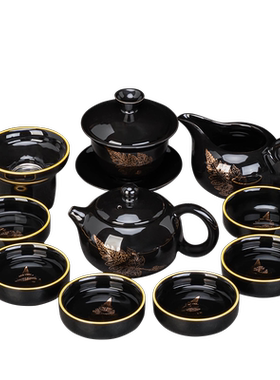 瓷牌茗乌金釉功夫茶具茶宠小悟空