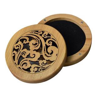 竹木制盘香盒卧香盒沉香檀香家用熏香炉镂空复古香座香插托盘底座