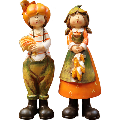 tyttw乡村风情侣树脂油画摆件