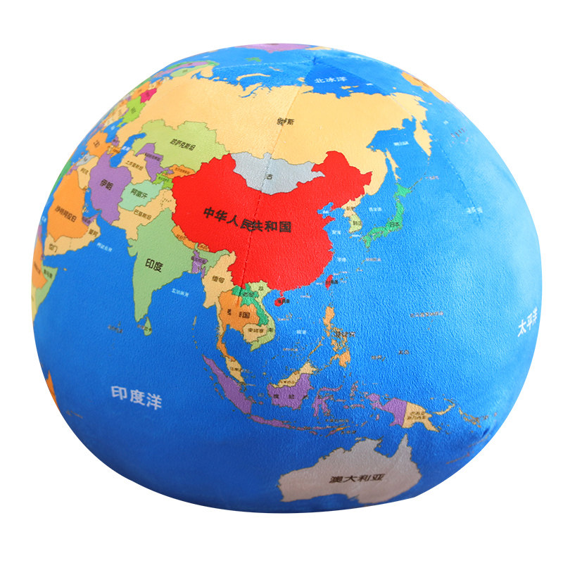 大公鸡中国地图抱枕公仔毛绒玩具地球模型玩偶儿童启蒙益智布娃娃