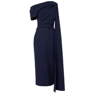 藏青色晚礼服中长裙气质优雅年会宴会装2025新款质感小礼服连衣裙