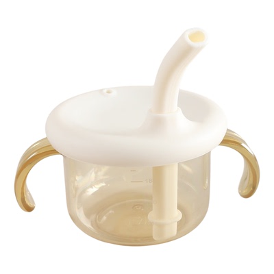 240ML宝宝PPSU喝汤米糊双耳碗 儿童喝水杯奶瓶防摔吃饭硅胶盖餐具