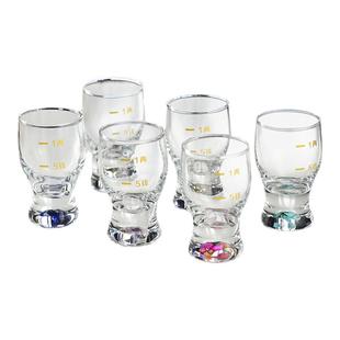 六色白酒杯带刻度烈酒杯套装家用小酒一口杯加厚玻璃杯一两杯品鉴