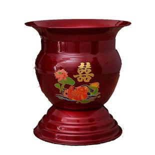 婚庆用品成人搪瓷结婚痰盂家用高脚红色痰盂子马桶新娘陪嫁子孙桶