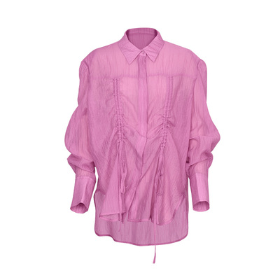 xm定制抽绳防晒衬衫长袖宽松