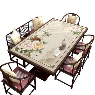 新中式桌垫防水防油免洗pvc防烫古典餐桌布高级感茶几垫茶桌垫子