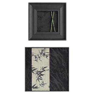 若奈 东方文房系列《灵竹组画》玉石刺绣布呢绒挂画新中式装饰画