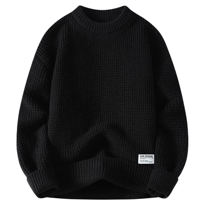 唐狮集团DESSO秋冬季毛衣男加绒加厚圆领纯色经典百搭长袖针织衫