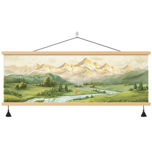 日照金山客厅装饰画横幅山水风景油画沙发背景墙挂画2026新款壁画