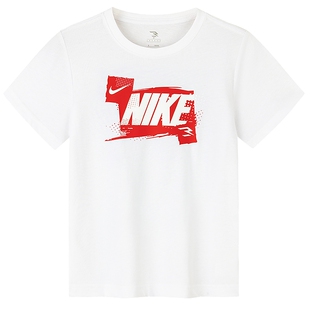 Nike 3brand童装儿童短袖男童T恤夏季2026新款运动上衣小白T纯棉