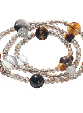 小众天然发晶虎眼黑曜多宝手链