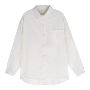 粉色衬衫女装春秋2025新款慵懒风宽松长袖上衣小个子衬衣百搭外套