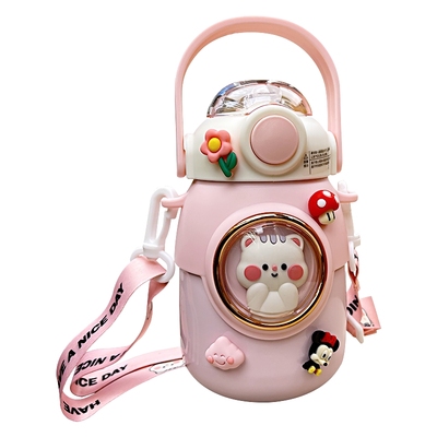 保温杯女生高颜值网红大容量水杯女吸管可爱超萌学生斜跨大肚杯子