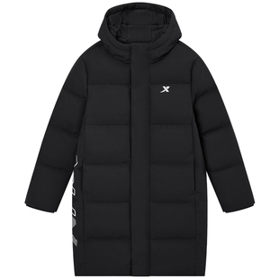 特步童装儿童印花中长款羽绒服2025秋冬款男童防寒服大童外套冬装