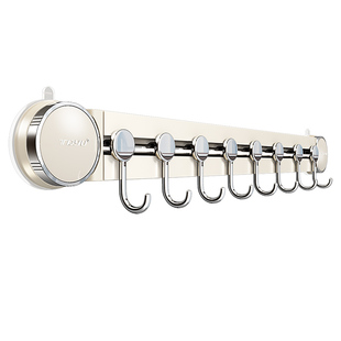 吸盘厨房挂钩厨房置物架挂杆免打孔锅铲勺子一排挂架不锈钢收纳架