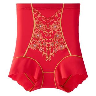 大码高腰收腹内裤女收小肚子束腰提臀产后强力收胃塑形冰丝蕾丝薄