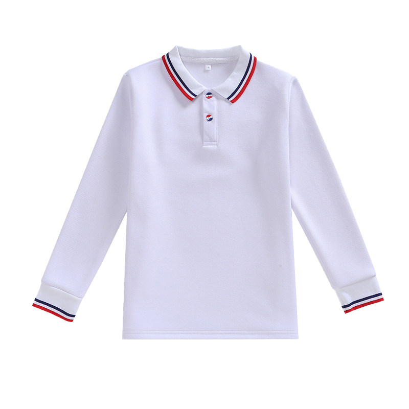 男童polo衫长袖儿童伊顿翻领t恤t白色中大童校服小学生定制女童蓝