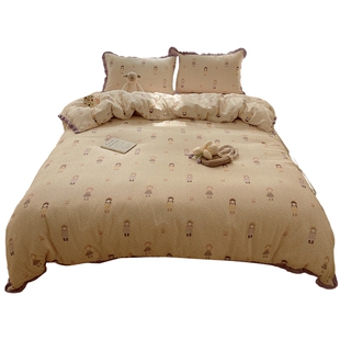 床上四件套床单被套被罩宿舍单人三件套床品非全棉纯棉冬季磨毛4