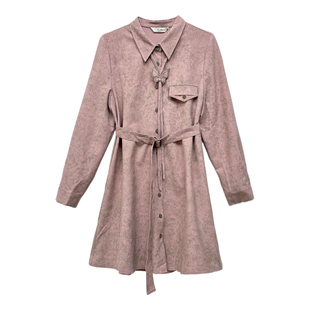 it'real通勤风衬衫连衣裙女收腰显瘦气质裙装腰带翻领长袖裙子