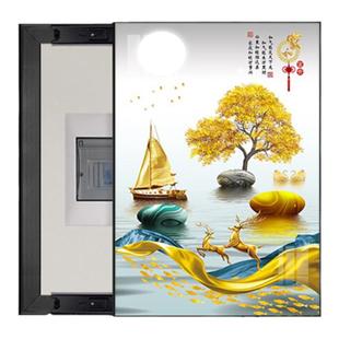 电表箱装饰画竖版免打孔简约现代客厅电表盒电闸箱遮挡配电箱挂画