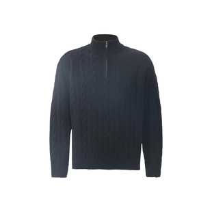 ZOZOFOREST【3152】“浮雕绵羊毛”马术麻花纹粗针英伦半拉链毛衣