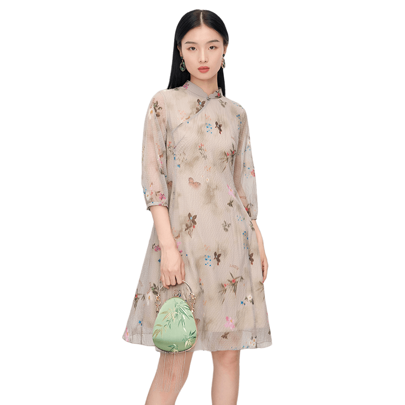 【写意中国】迪凯新中式国风复古旗袍连衣裙女春秋款优雅长裙子