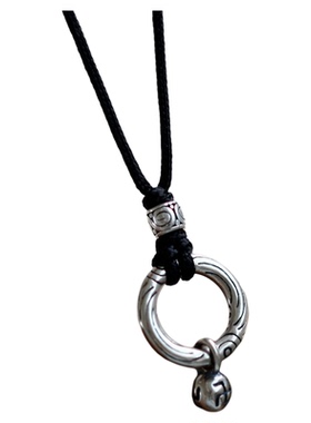 卍乾坤圈吉祥圆满实心平安扣项链S925纯银原创复古中式国风小吊坠