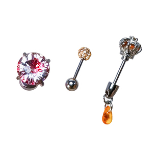 二十二丁目 皇冠水滴钛钢耳钉香槟色蝴蝶耳饰烟花切锆石耳圈耳环