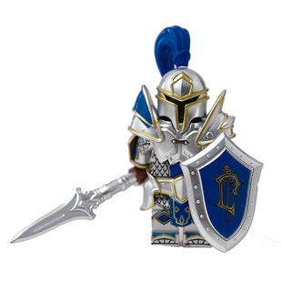 中世纪第三方魔兽争霸世界骑战士兵军事积木人仔拼装玩具手办周边