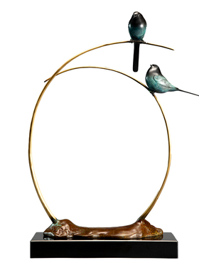 双喜临门铜摆件结婚乔迁高级礼品