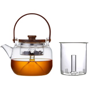 高硼硅提梁壶天然中式玻璃煮茶器纯手工精致烧水壶网红蒸煮烹茶壶